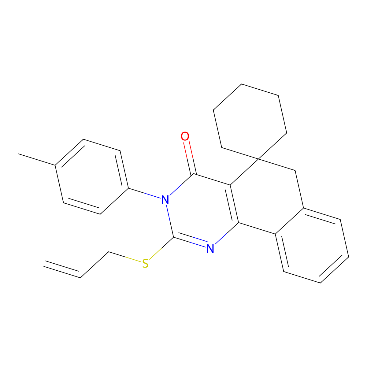 3-(4-methylphenyl)-2-prop-2-enylsulfanylspiro[6H-benzo[h]quinazoline-5,1'-cyclohexane]-4-one molecular structure, CAS 289711-77-9