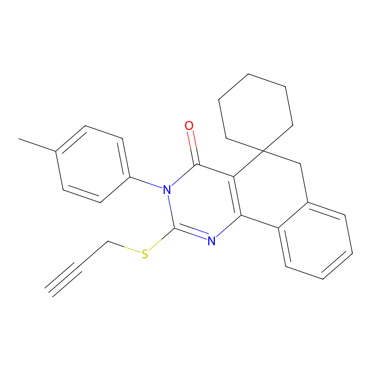 3-(4-methylphenyl)-2-prop-2-ynylsulfanylspiro[6H-benzo[h]quinazoline-5,1'-cyclohexane]-4-one molecular structure, CAS 289711-79-1