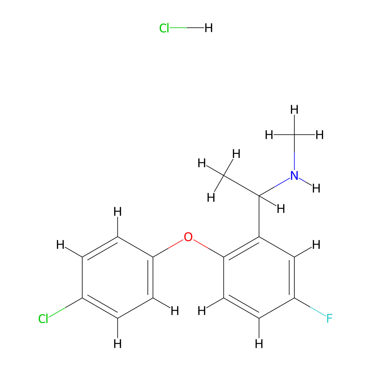 {1-[2-(4-Chlorophenoxy)-5-fluorophenyl]ethyl}(methyl)amine hydrochloride molecular structure, CAS 289717-26-6