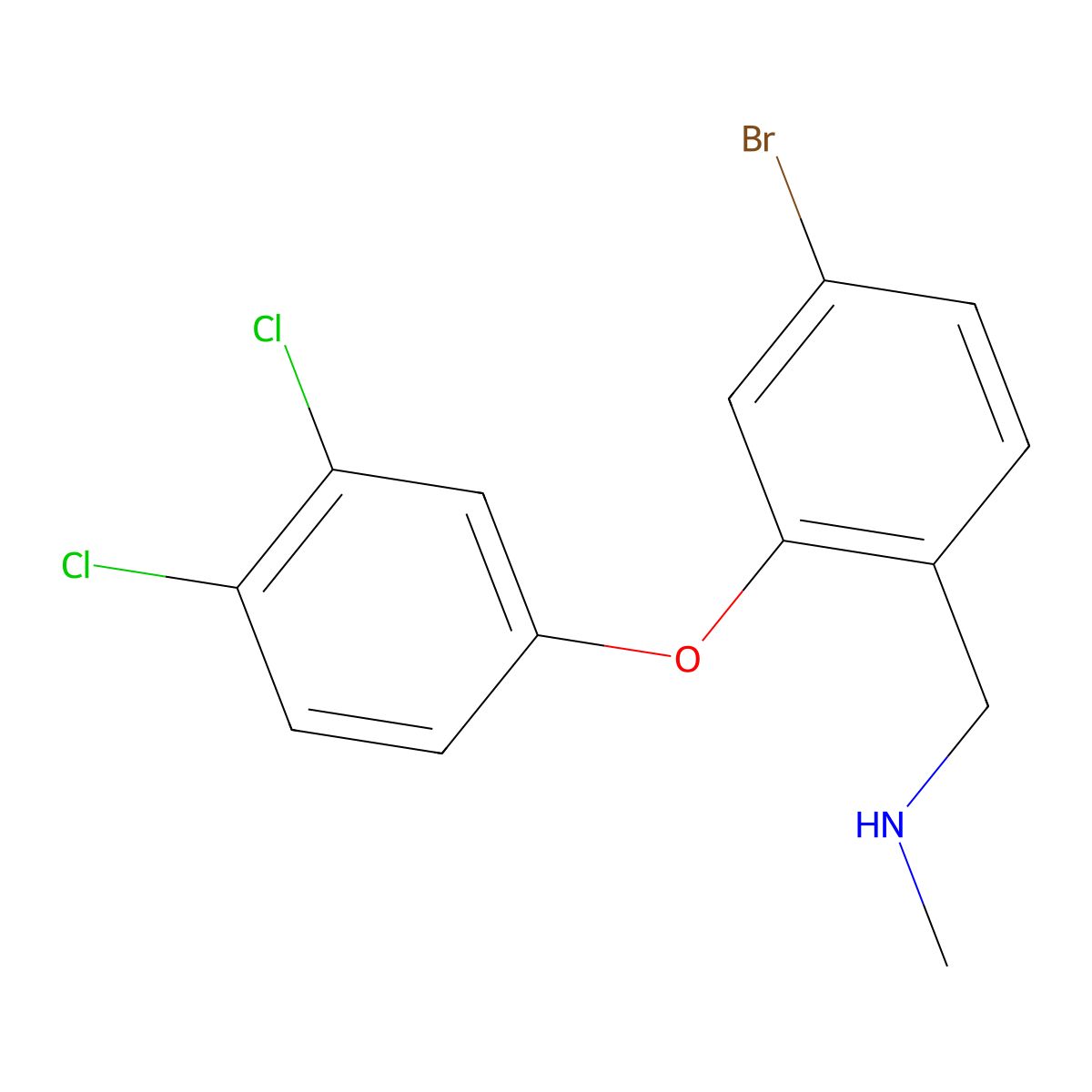 {[4-Bromo-2-(3,4-dichlorophenoxy)phenyl]methyl}(methyl)amine molecular structure, CAS 289717-60-8