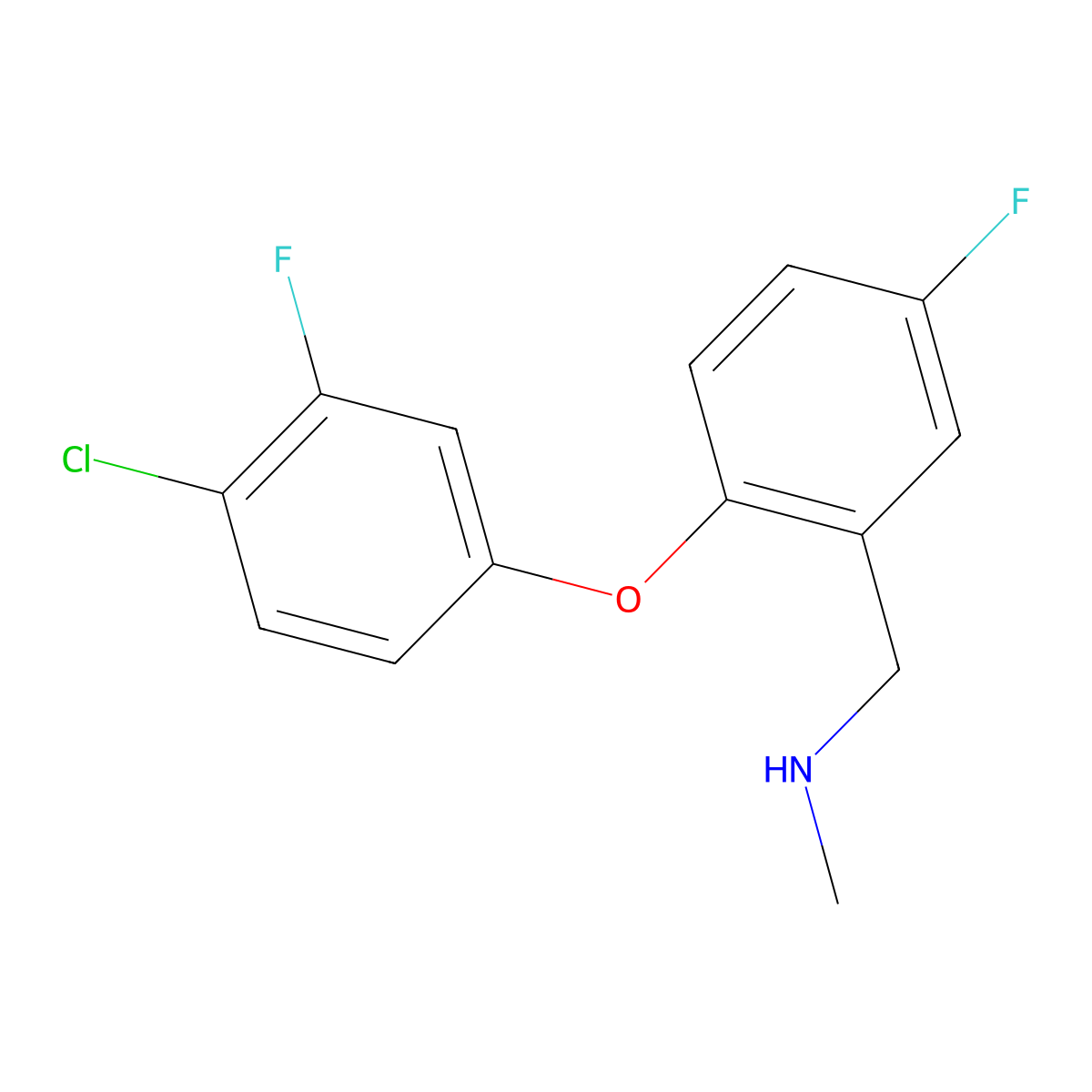 ((2-(4-Chloro-3-fluorophenoxy)-5-fluorophenyl)methyl)(methyl)amine molecular structure, CAS 289717-71-1