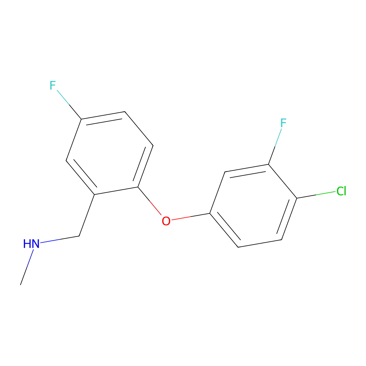 ((2-(4-Chloro-3-fluorophenoxy)-5-fluorophenyl)methyl)(methyl)amine molecular structure, CAS 289717-71-1