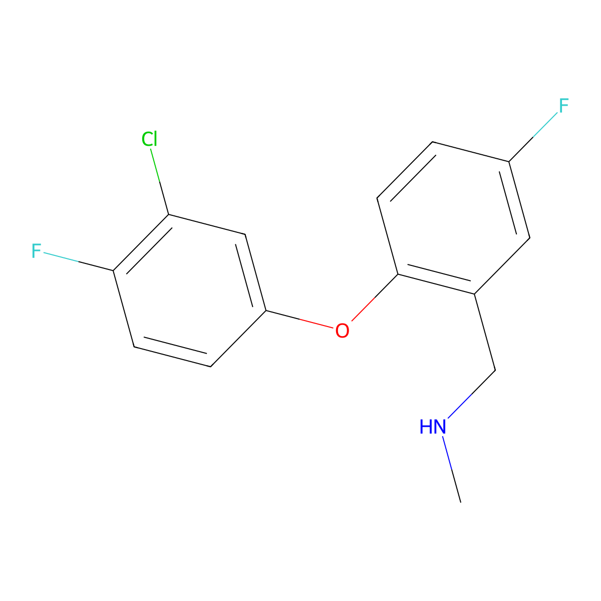 {[2-(3-Chloro-4-fluorophenoxy)-5-fluorophenyl]methyl}(methyl)amine molecular structure, CAS 289717-72-2