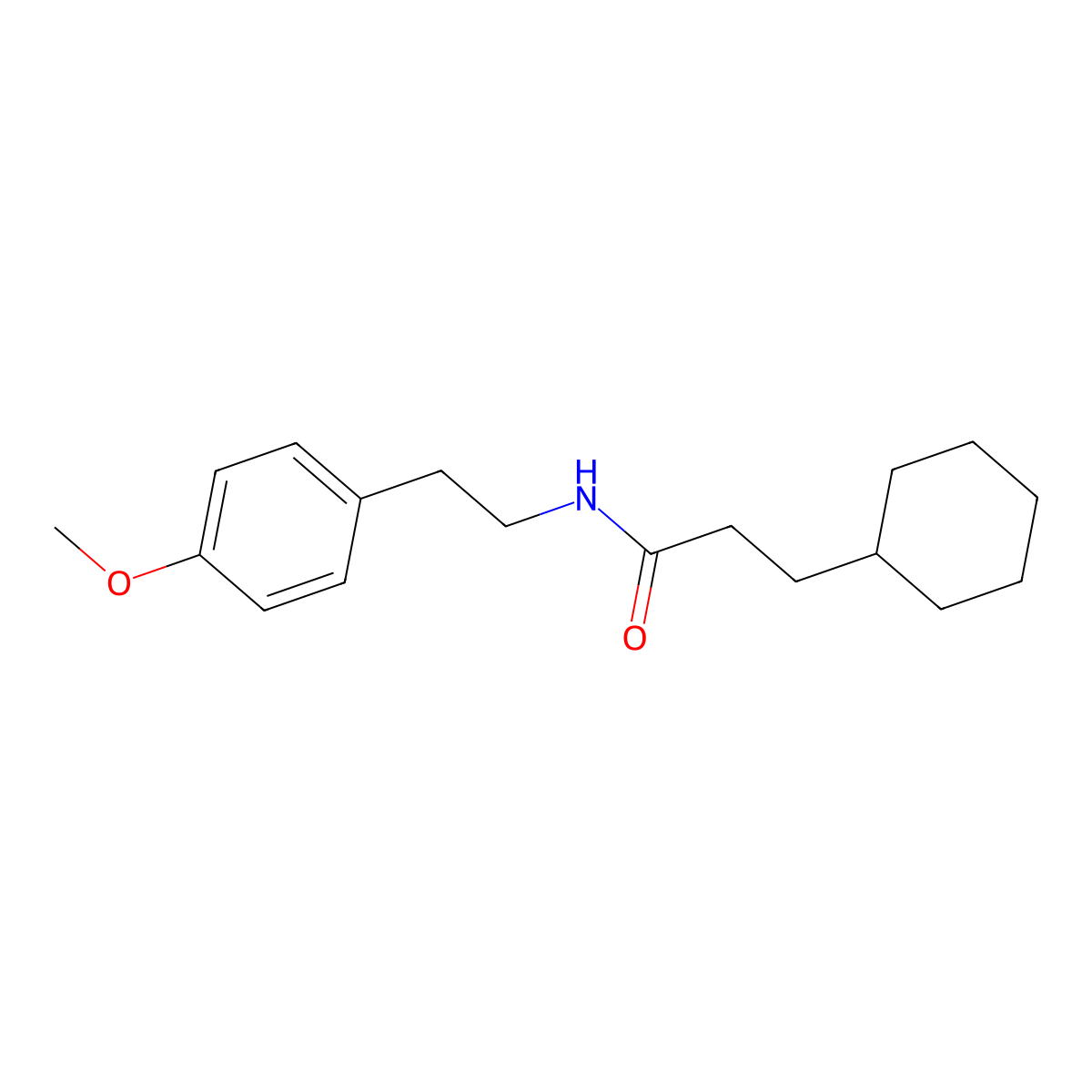 3-cyclohexyl-N-[2-(4-methoxyphenyl)ethyl]propanamide molecular structure, CAS 28972-77-2