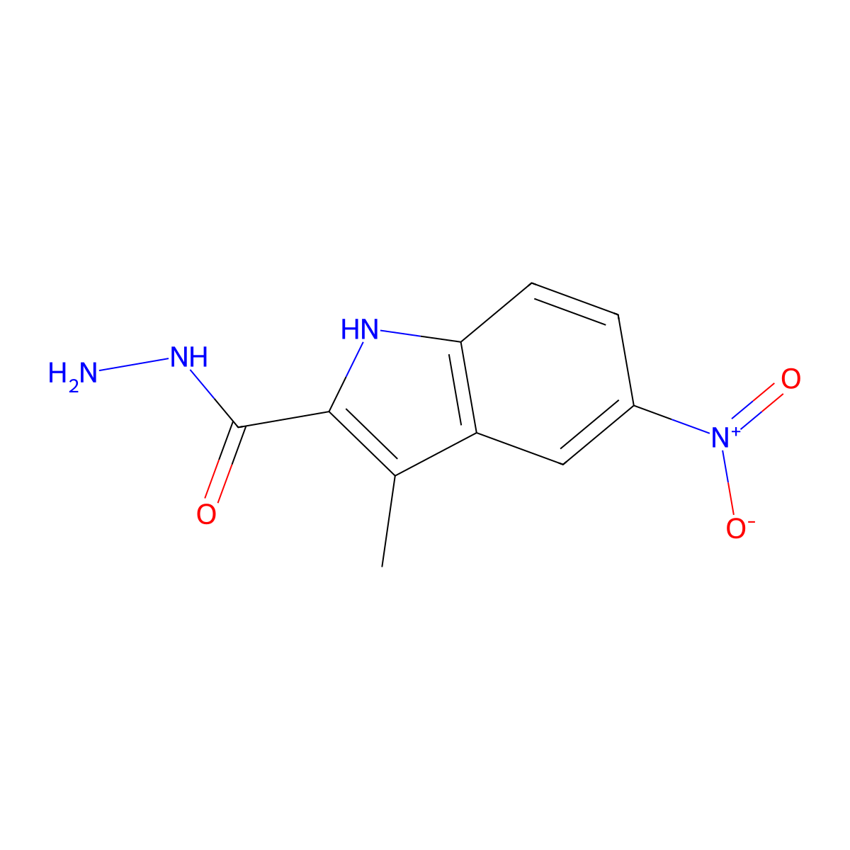 3-methyl-5-nitro-1H-indole-2-carbohydrazide molecular structure, CAS 289721-68-2