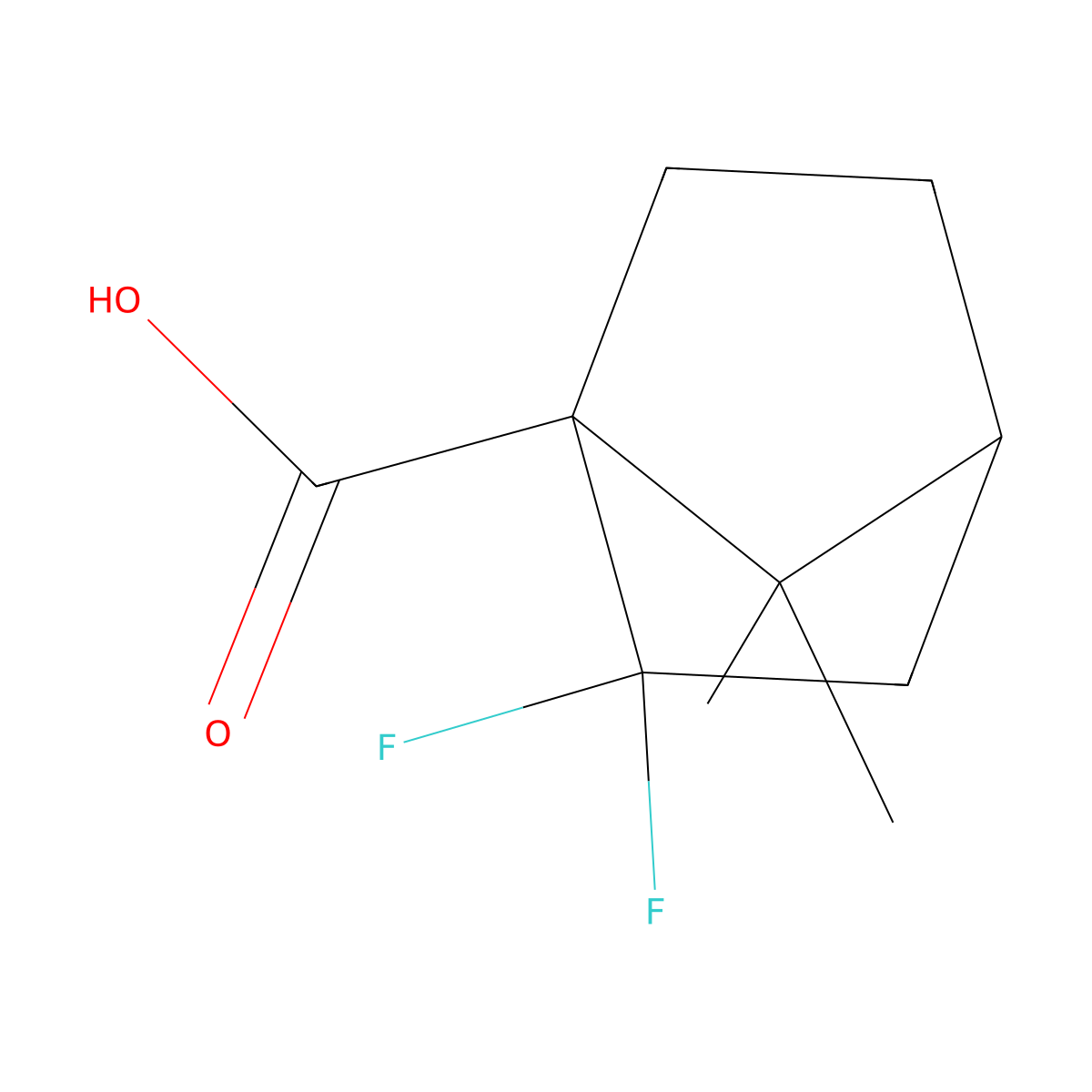 (1R,4R)-2,2-difluoro-7,7-dimethylbicyclo(2.2.1)heptane-1-carboxylic acid molecular structure, CAS 289722-45-8