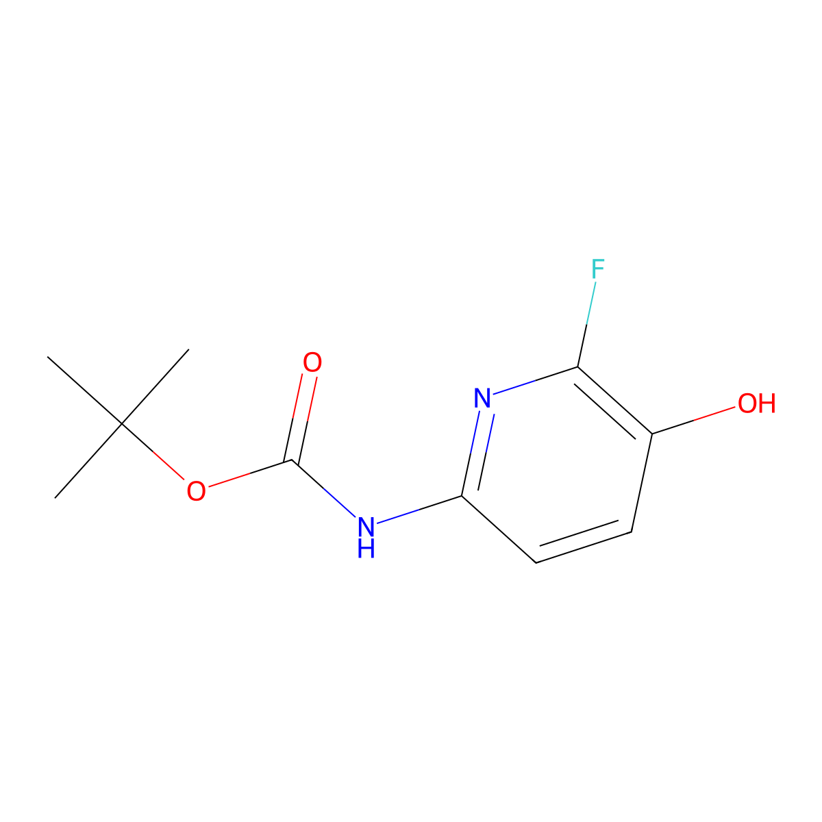 tert-Butyl (6-fluoro-5-hydroxypyridin-2-yl)carbamate molecular structure, CAS 2897747-72-5