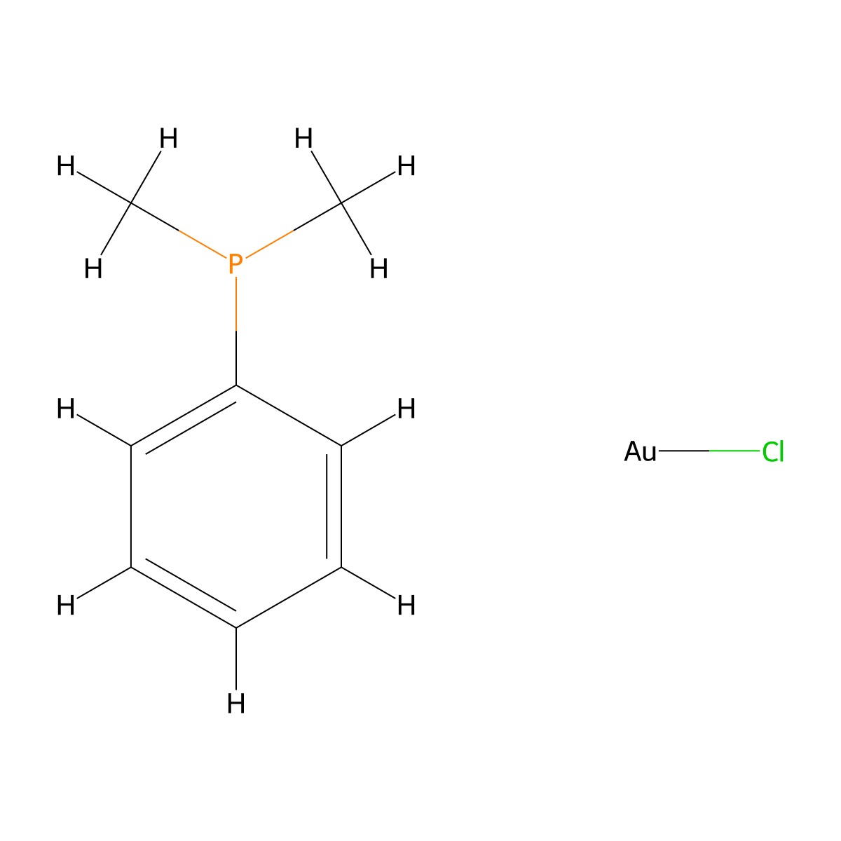 (Dimethylphenylphosphine)gold chloride molecular structure, CAS 28978-09-8