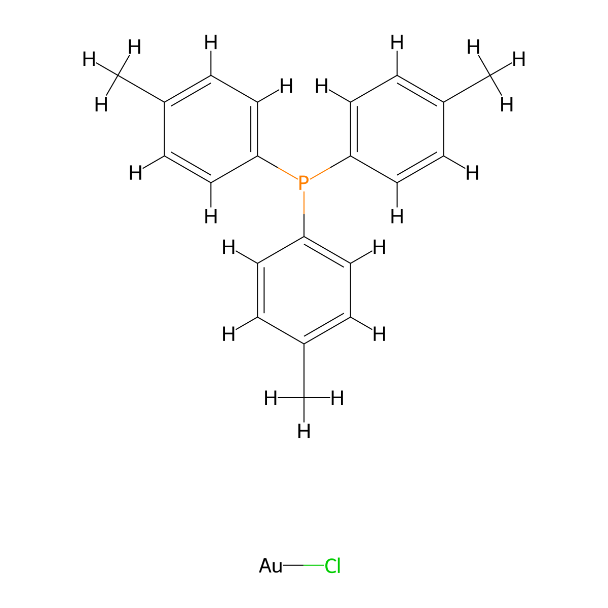 Chlorogold--tris(4-methylphenyl)phosphane (1/1) molecular structure, CAS 28978-10-1