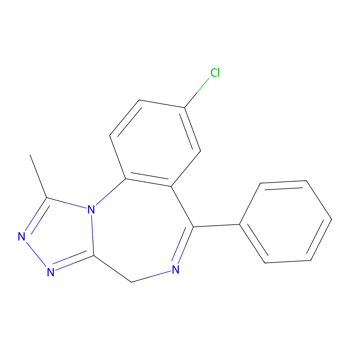 Alprazolam molecular structure, CAS 28981-97-7