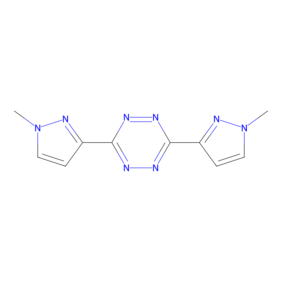 3,6-Bis(1-methyl-3-pyrazolyl)-1,2,4,5-tetrazine molecular structure, CAS 289884-03-3