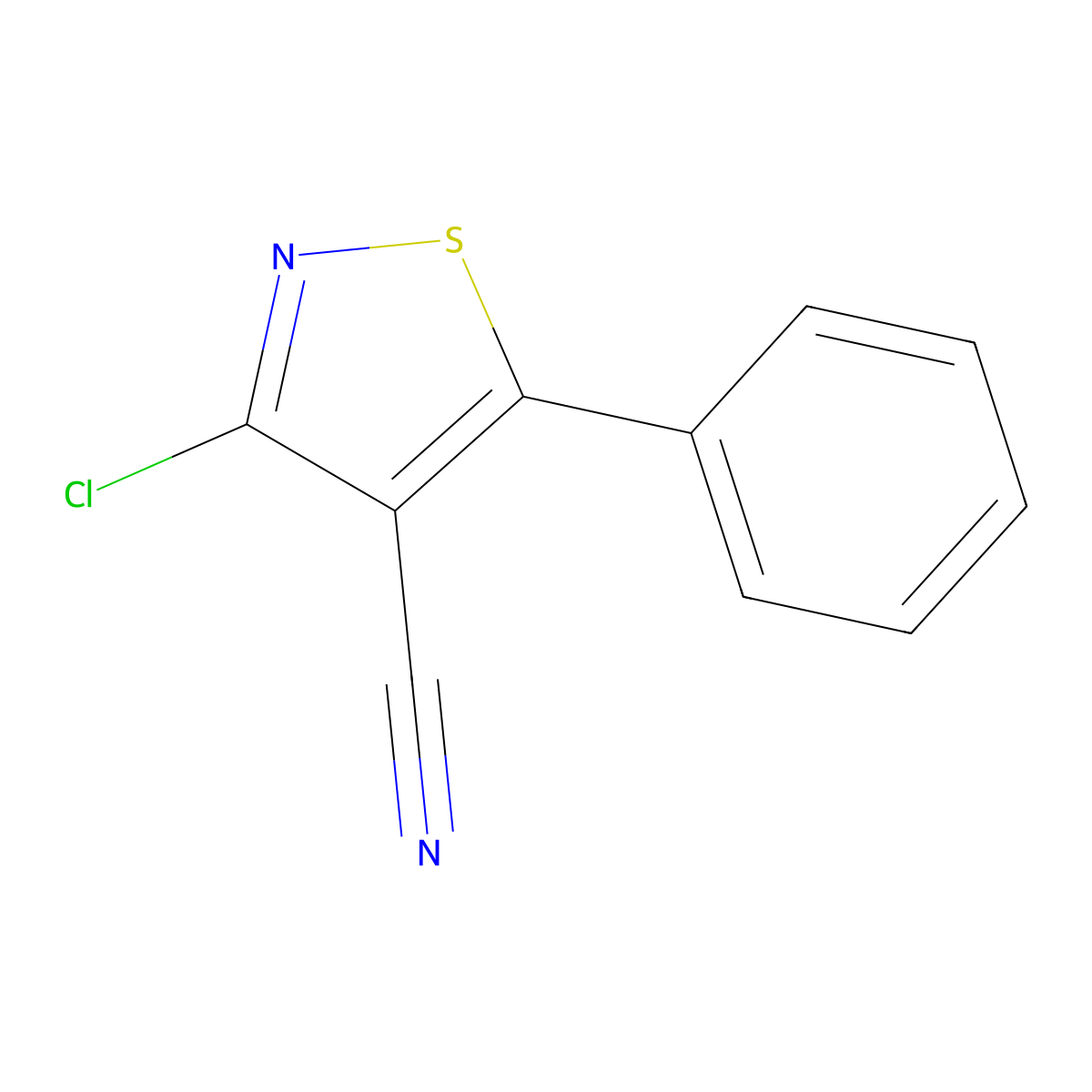 3-Chloro-5-phenylisothiazole-4-carbonitrile molecular structure, CAS 28989-23-3