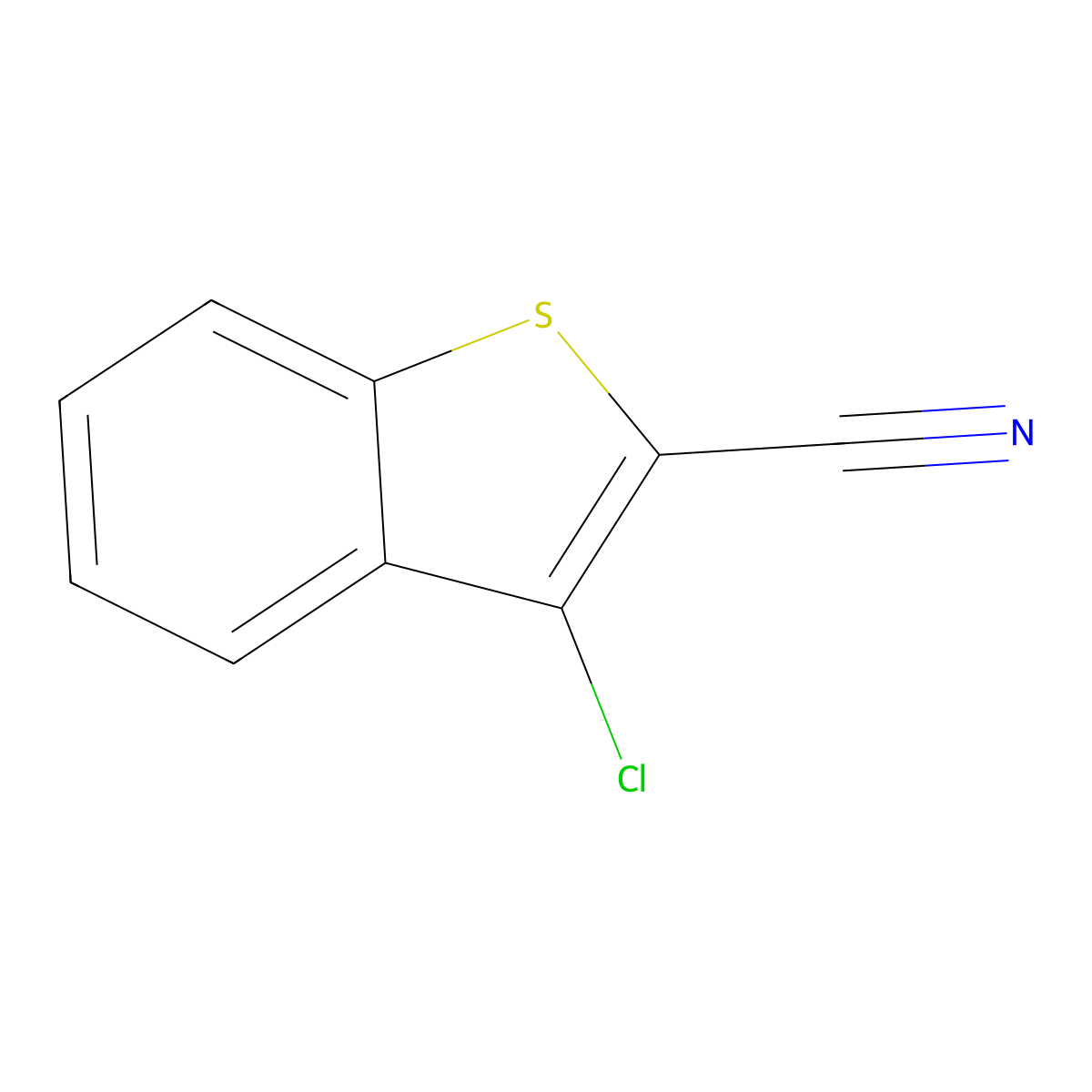 3-Chloro-1-benzothiophene-2-carbonitrile molecular structure, CAS 28989-29-9