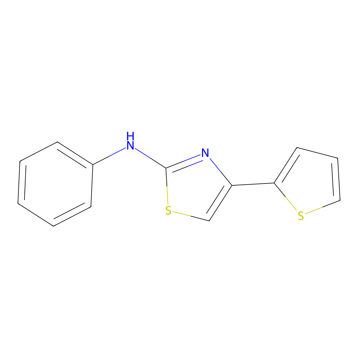 N-phenyl-4-thiophen-2-yl-1,3-thiazol-2-amine molecular structure, CAS 28989-51-7