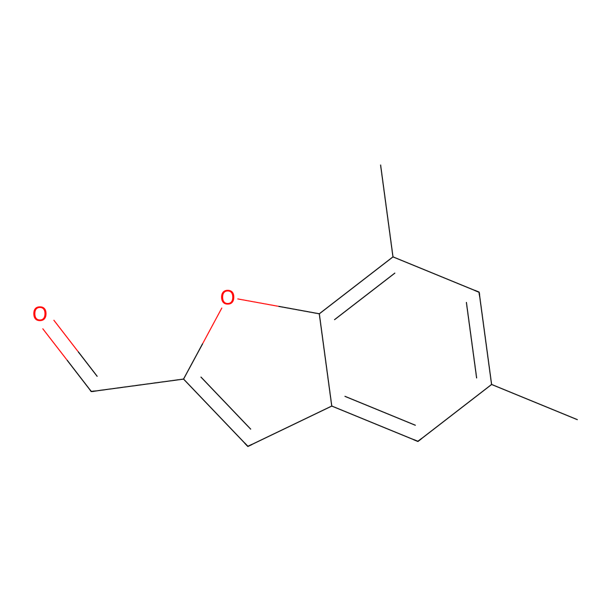 2-Benzofurancarboxaldehyde, 5,7-dimethyl- molecular structure, CAS 289892-02-0