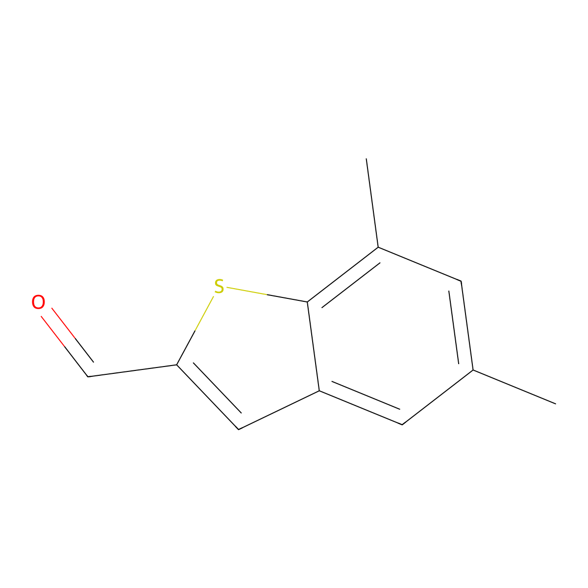 5,7-Dimethyl-1-benzothiophene-2-carbaldehyde molecular structure, CAS 289892-06-4