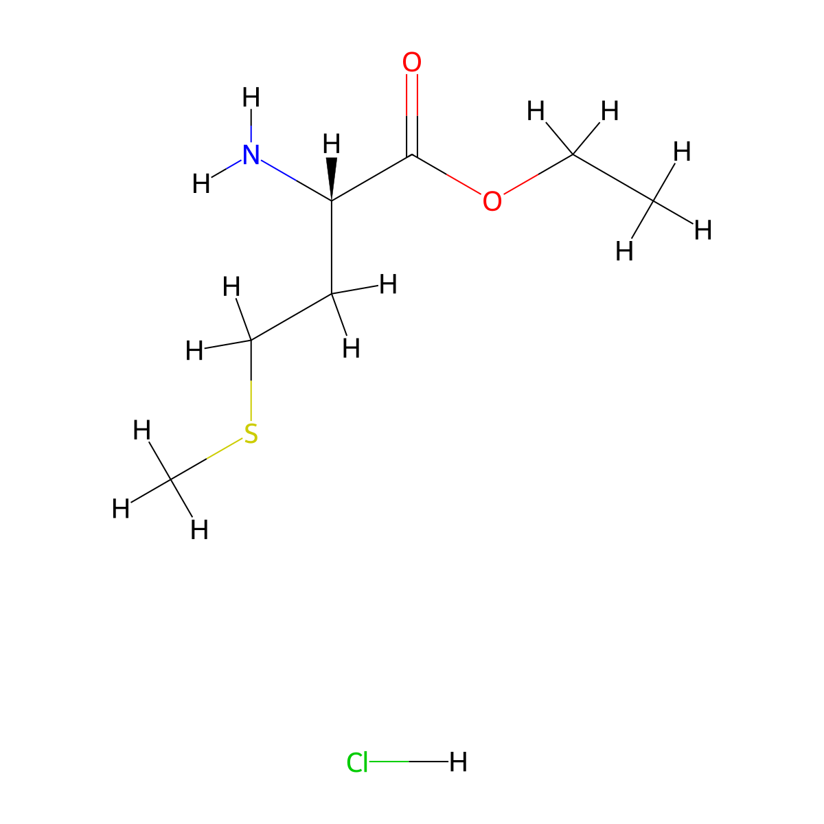 Ethyl L-methionate hydrochloride molecular structure, CAS 2899-36-7