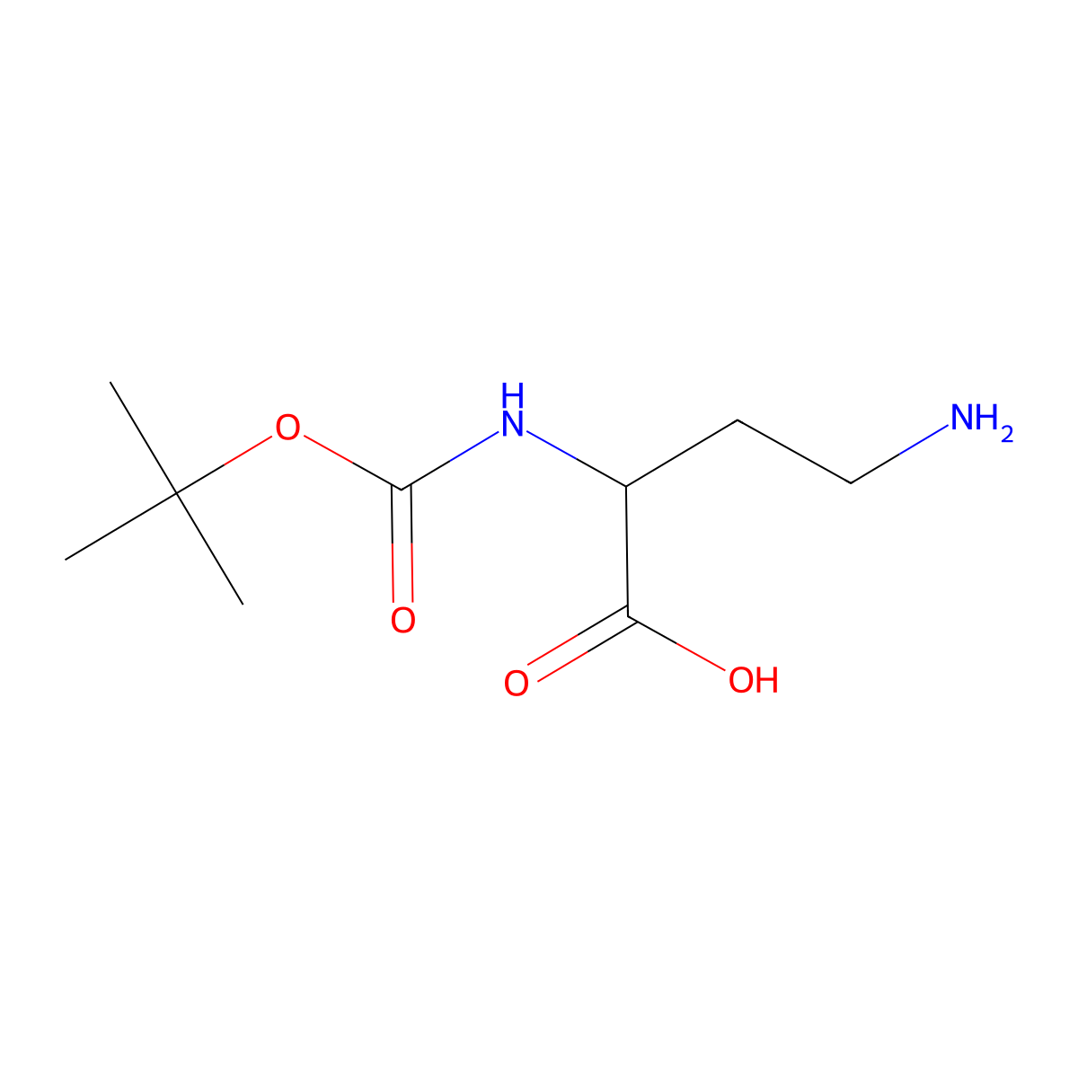 4-Amino-2-((tert-butoxycarbonyl)amino)butanoic acid molecular structure, CAS 2899-79-8