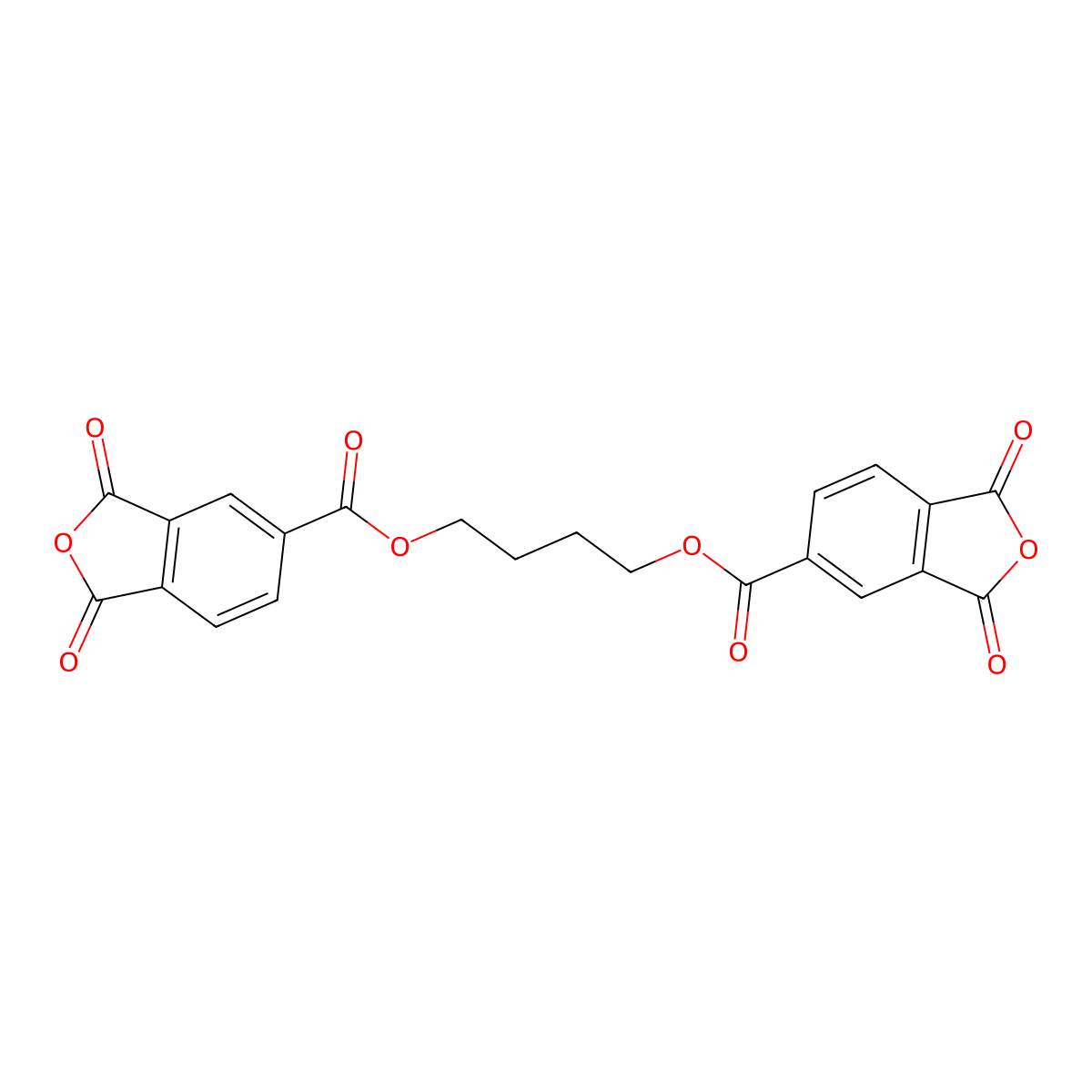 Butane-1,4-diyl bis(1,3-dioxo-1,3-dihydroisobenzofuran-5-carboxylate) molecular structure, CAS 2899-87-8