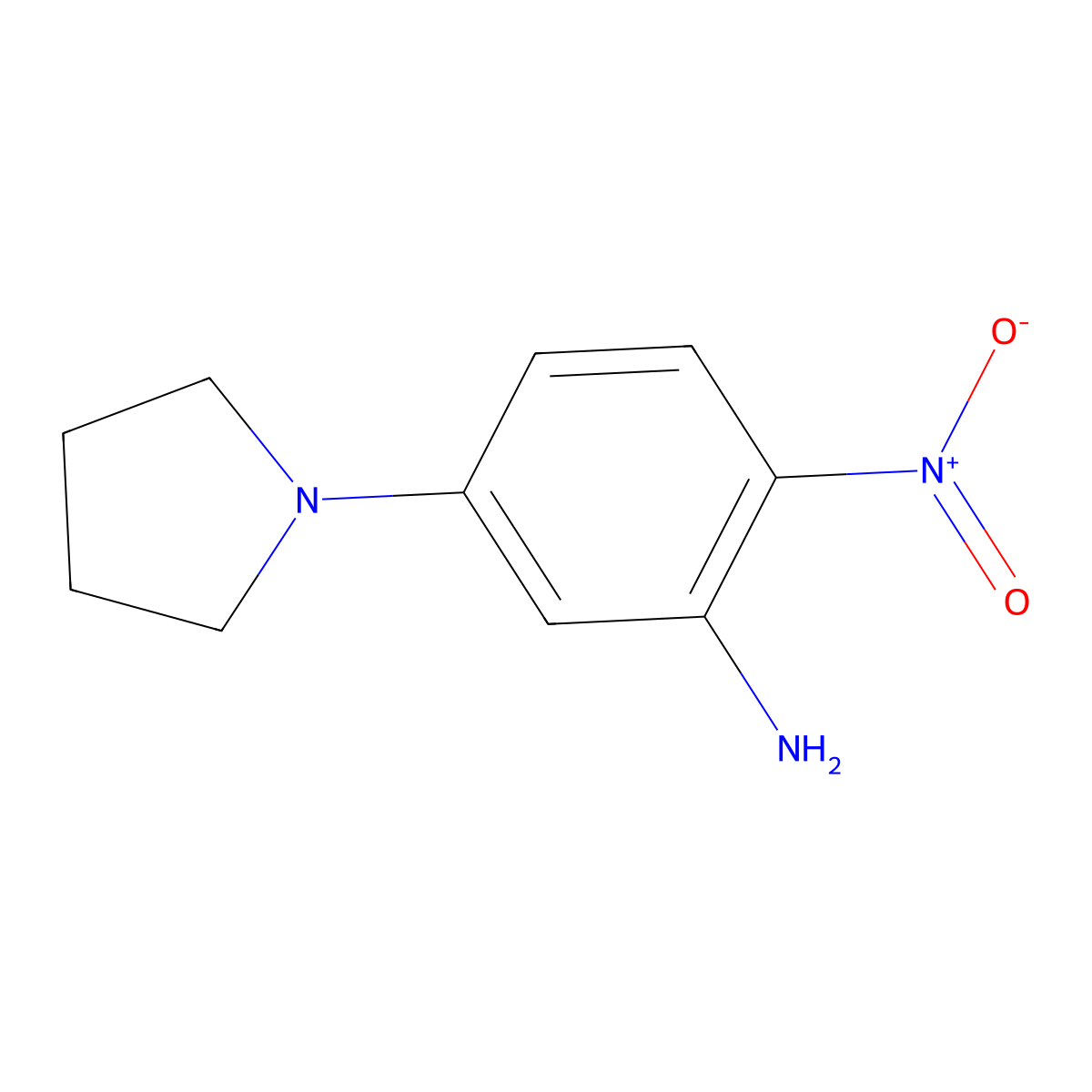 2-Nitro-5-(1-pyrrolidinyl)aniline molecular structure, CAS 289913-98-0