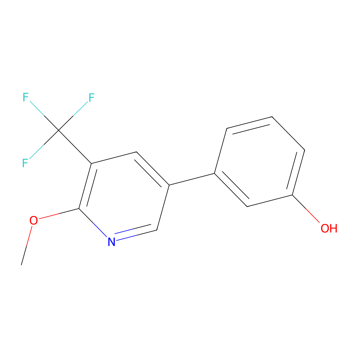 Phenol, 3-[6-methoxy-5-(trifluoromethyl)-3-pyridinyl]- molecular structure, CAS 2899206-20-1