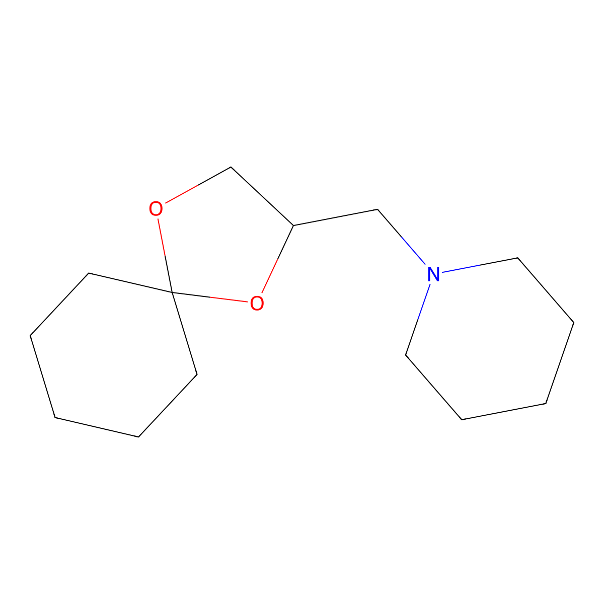 1-(1,4-Dioxaspiro[4.5]dec-2-ylmethyl)piperidine molecular structure, CAS 28994-79-8