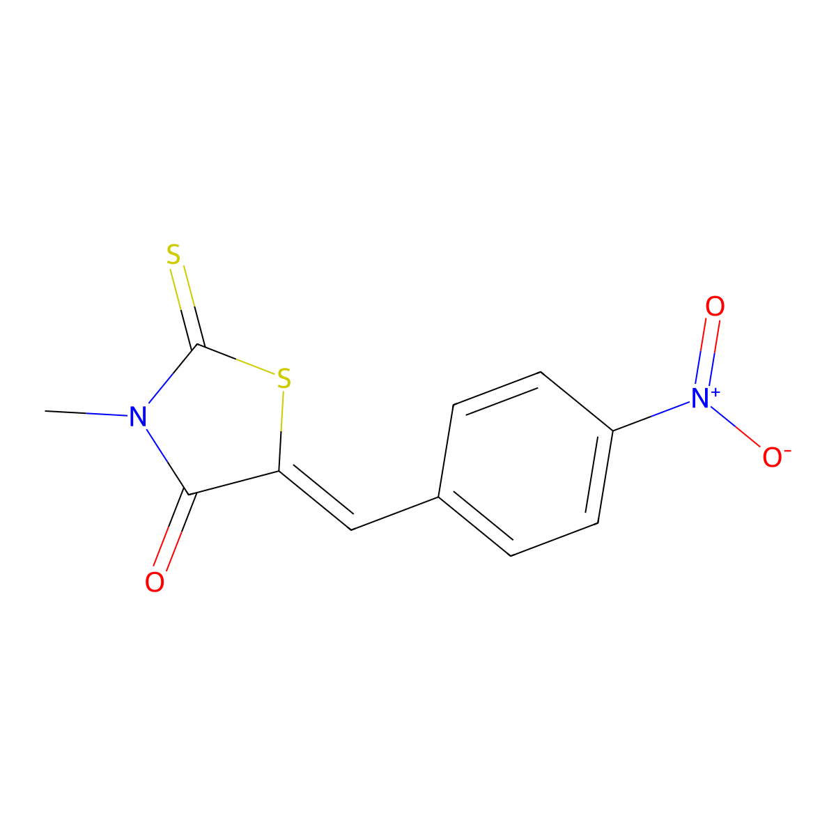 3-Methyl-5-[(4-nitrophenyl)methylidene]-2-sulfanylidene-1,3-thiazolidin-4-one molecular structure, CAS 28996-47-6