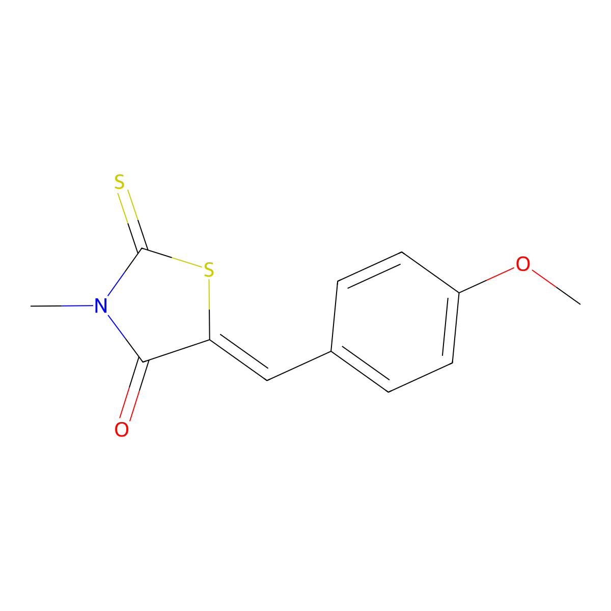 4-Thiazolidinone, 5-[(4-methoxyphenyl)methylene]-3-methyl-2-thioxo- molecular structure, CAS 28996-49-8