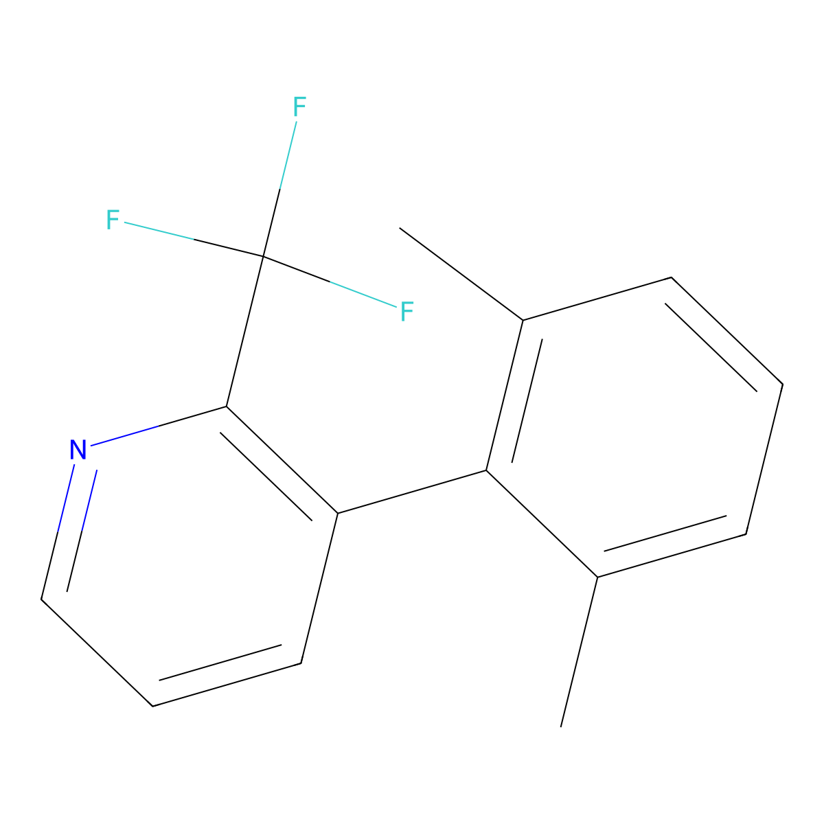 Pyridine, 3-(2,6-dimethylphenyl)-2-(trifluoromethyl)- molecular structure, CAS 2899662-76-9