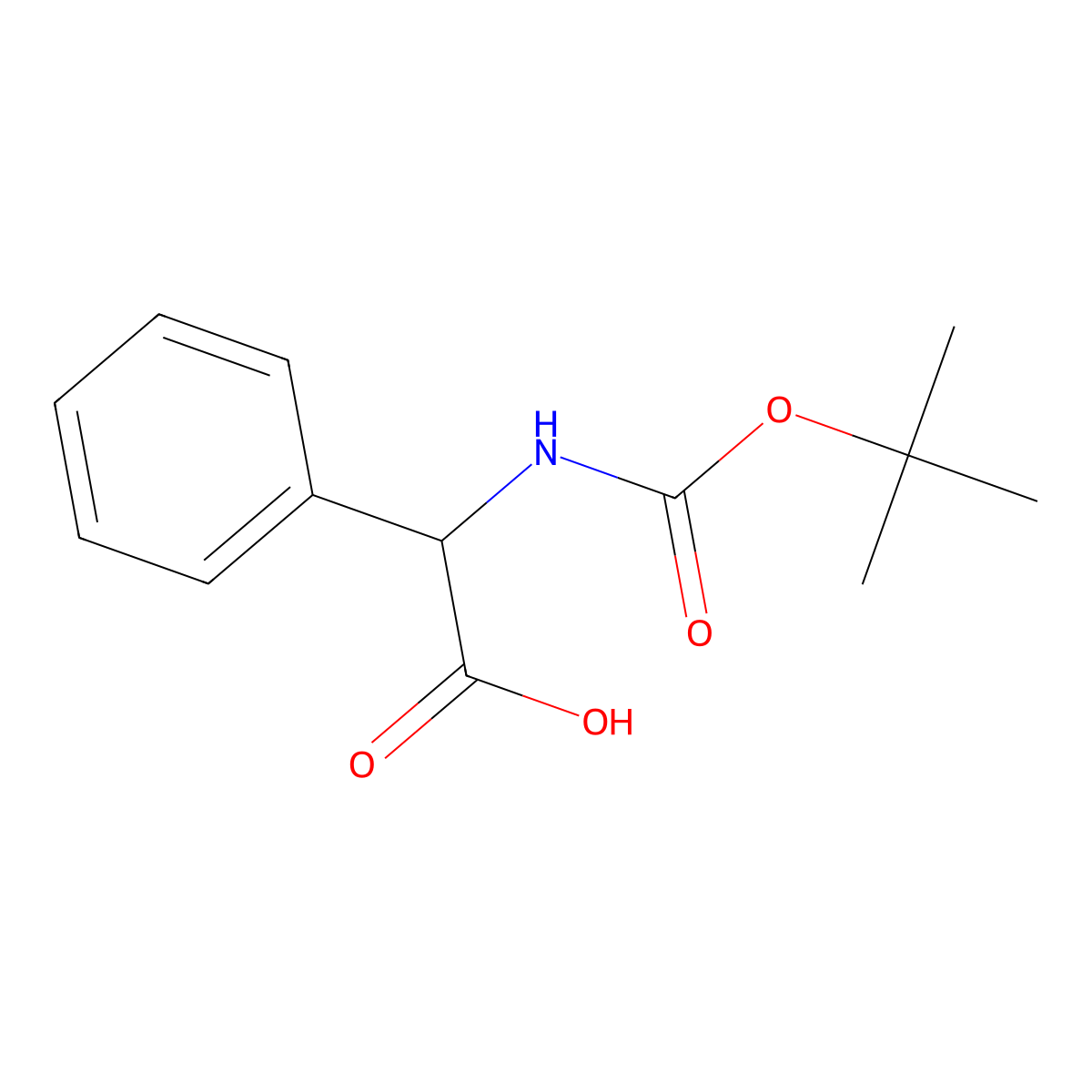 (2S)-2-(((tert-butoxy)carbonyl)amino)-2-phenylacetic acid molecular structure, CAS 2900-27-8