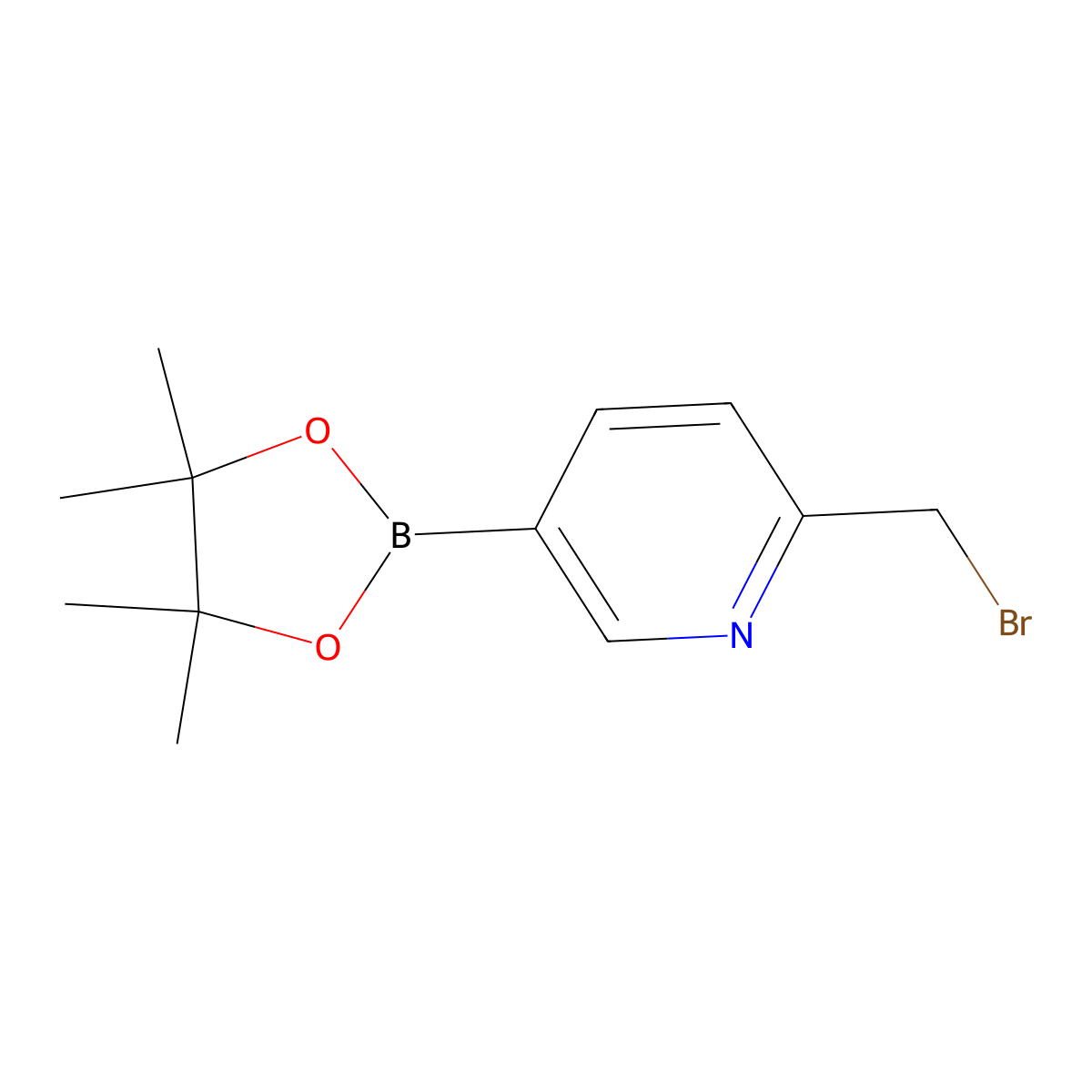 2-(Bromomethyl)-5-(4,4,5,5-tetramethyl-1,3,2-dioxaborolan-2-yl)pyridine molecular structure, CAS 2900332-62-7