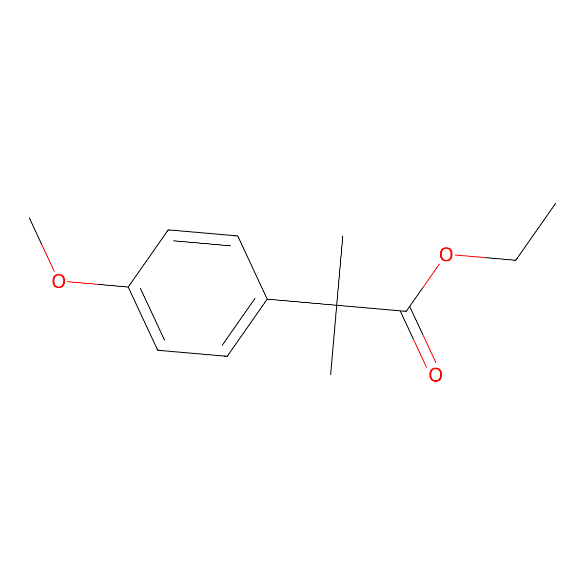 Ethyl 2-(4-methoxyphenyl)-2-methylpropanoate molecular structure, CAS 2901-19-1