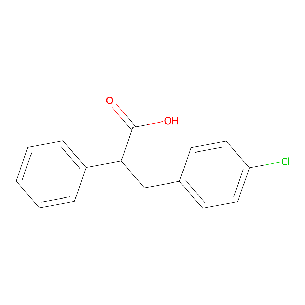 3-(4-Chlorophenyl)-2-phenylpropanoic acid molecular structure, CAS 2901-30-6