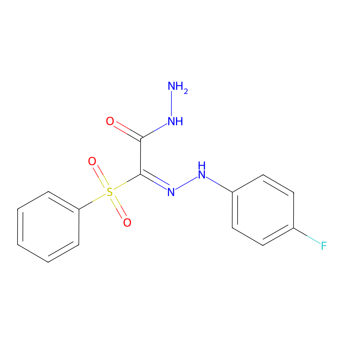 2-[2-(4-Fluorophenyl)hydrazinylidene]-2-(phenylsulfonyl)acetic acid hydrazide molecular structure, CAS 2901-84-0