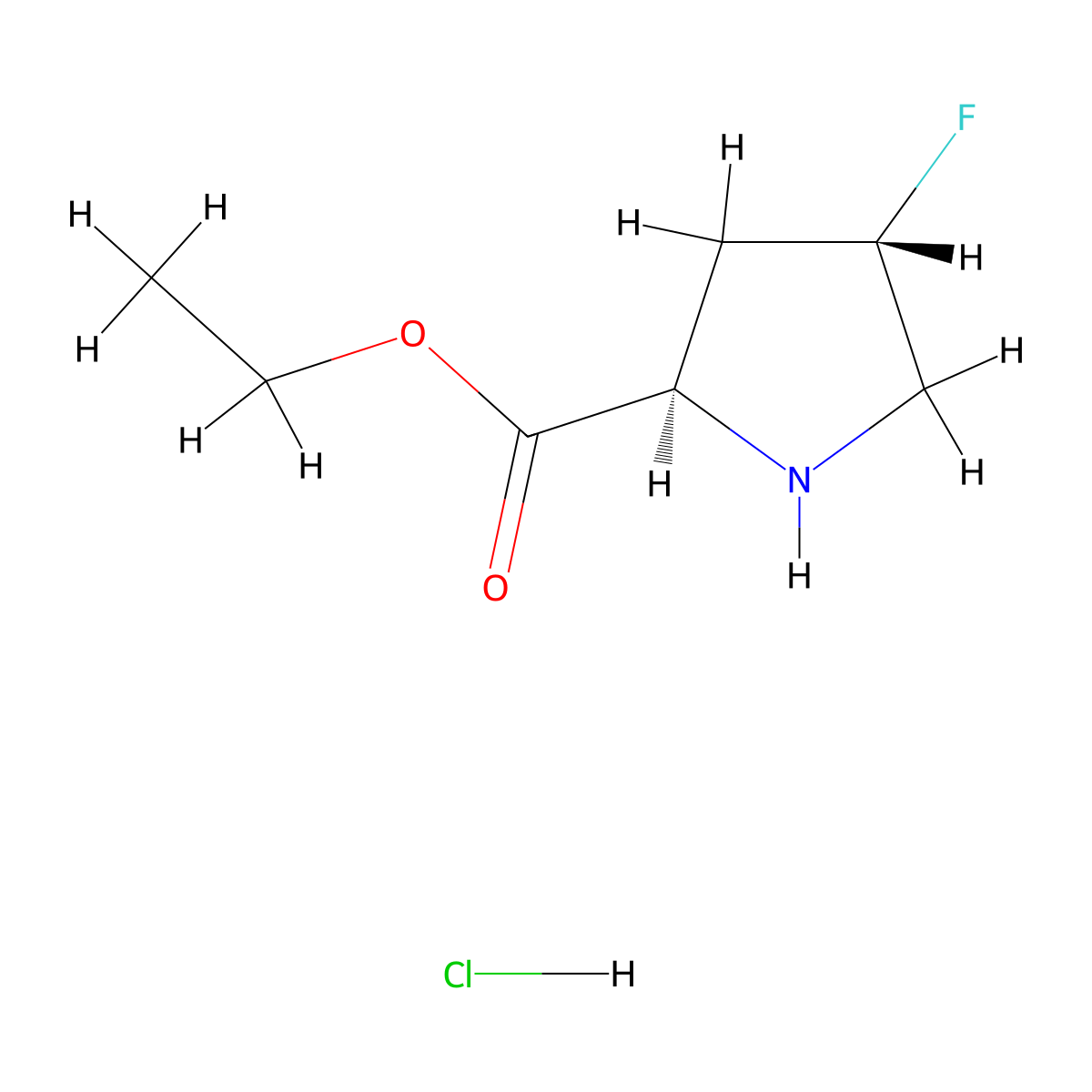 ethyl (2R,4S)-4-fluoropyrrolidine-2-carboxylate;hydrochloride molecular structure, CAS 2901043-18-1