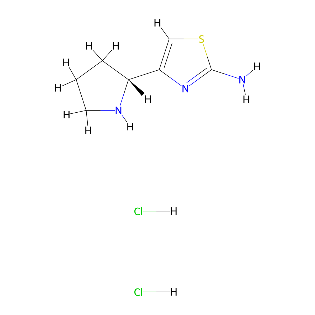 4-[(2R)-pyrrolidin-2-yl]-1,3-thiazol-2-amine dihydrochloride molecular structure, CAS 2901043-40-9