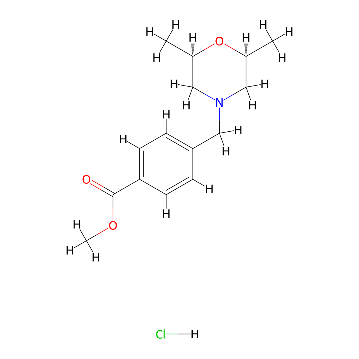 methyl 4-{[(2R,6S)-2,6-dimethylmorpholin-4-yl]methyl}benzoate hydrochloride molecular structure, CAS 2901043-46-5