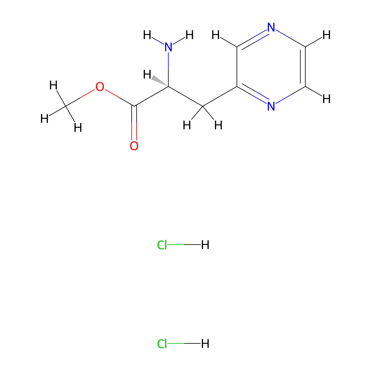 methyl (2S)-2-amino-3-(pyrazin-2-yl)propanoate dihydrochloride molecular structure, CAS 2901043-60-3