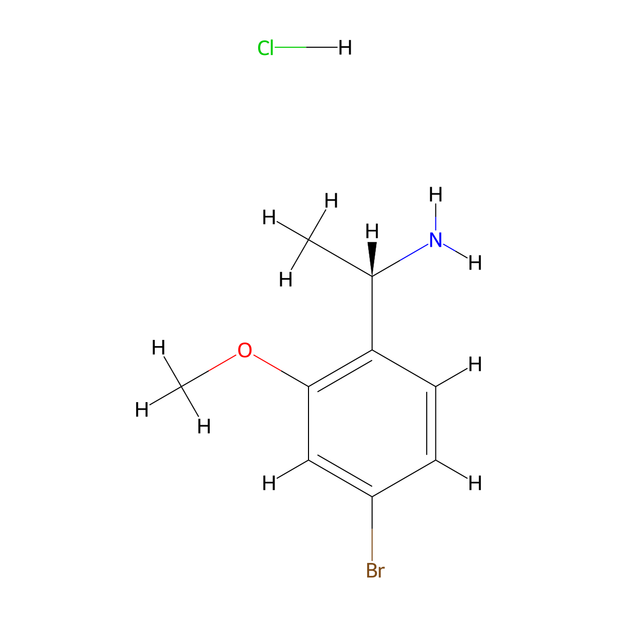 (1S)-1-(4-bromo-2-methoxyphenyl)ethan-1-amine hydrochloride molecular structure, CAS 2901043-71-6