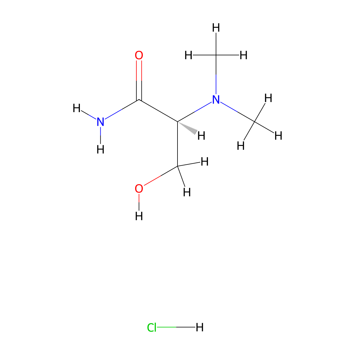 (2S)-2-(dimethylamino)-3-hydroxypropanamide hydrochloride molecular structure, CAS 2901044-00-4