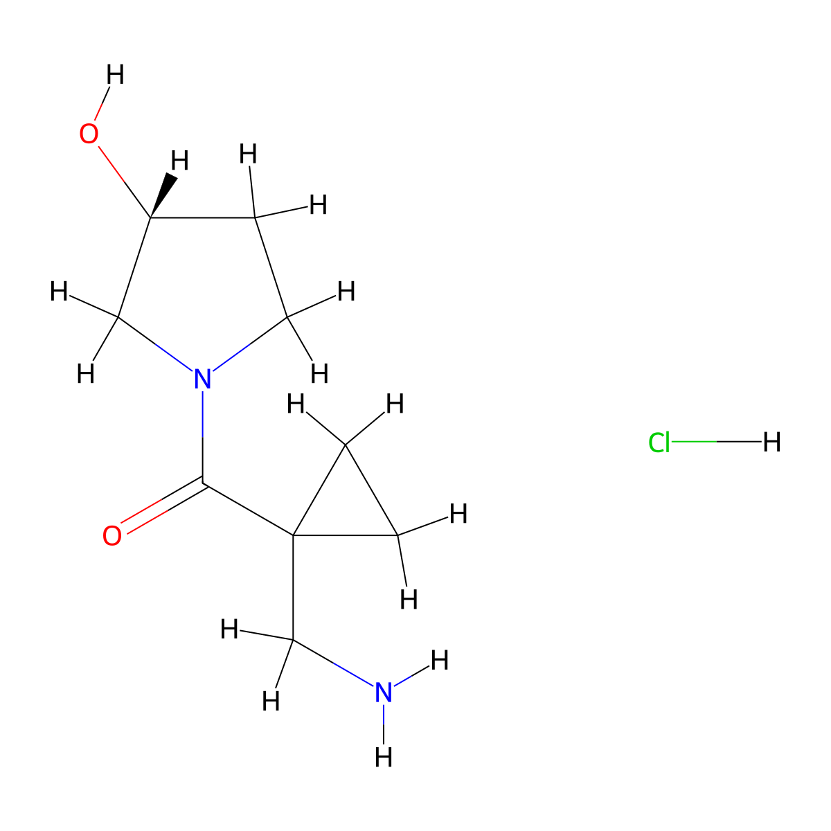 (3R)-1-[1-(aminomethyl)cyclopropanecarbonyl]pyrrolidin-3-ol hydrochloride molecular structure, CAS 2901044-04-8