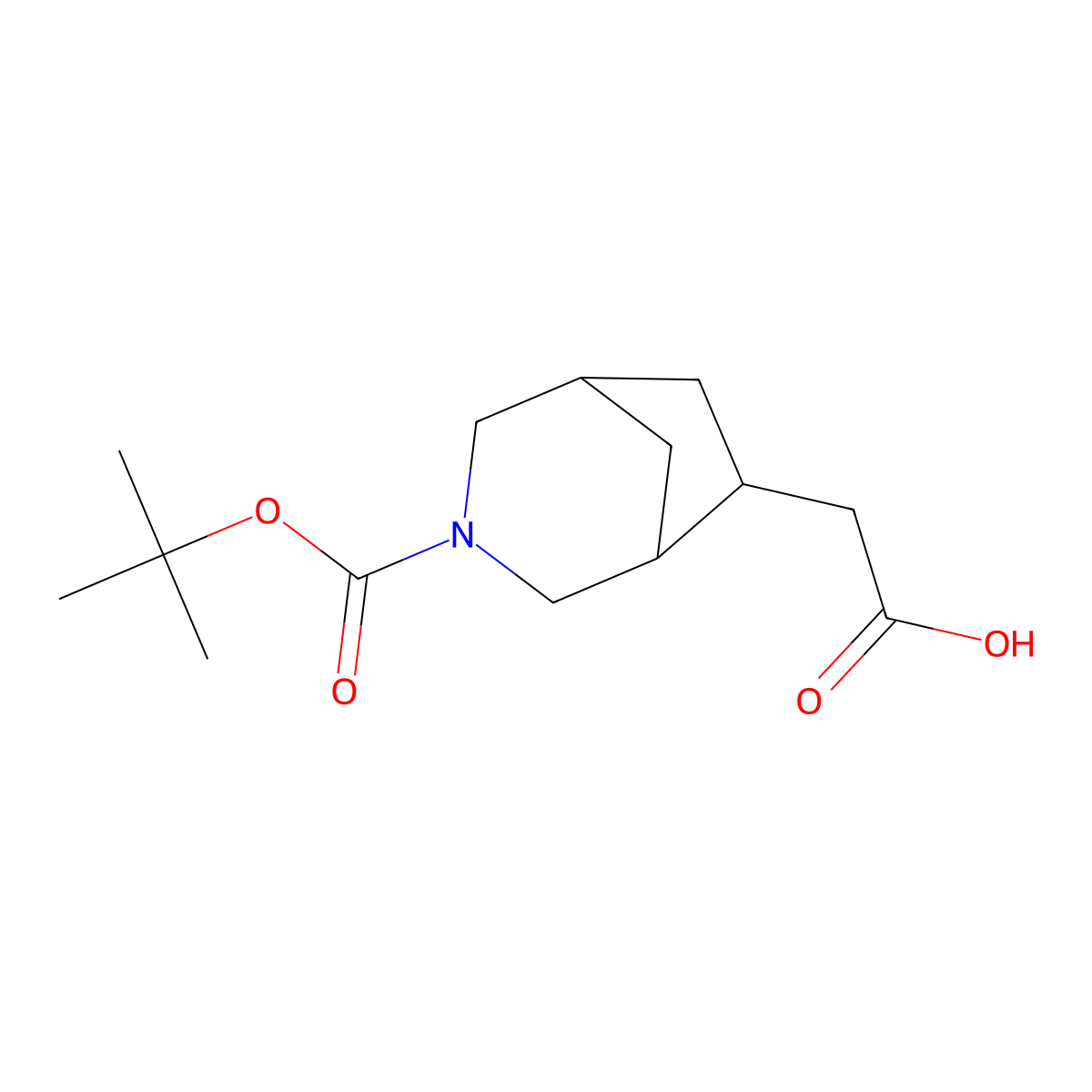 rac-2-[(1R,5R,6R)-3-[(tert-butoxy)carbonyl]-3-azabicyclo[3.2.1]octan-6-yl]acetic acid molecular structure, CAS 2901044-18-4