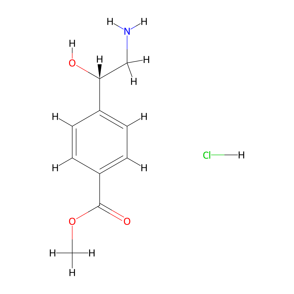 methyl 4-[(1S)-2-amino-1-hydroxyethyl]benzoate hydrochloride molecular structure, CAS 2901044-25-3
