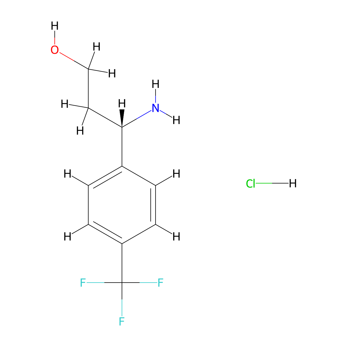 (3S)-3-amino-3-[4-(trifluoromethyl)phenyl]propan-1-ol hydrochloride molecular structure, CAS 2901044-54-8