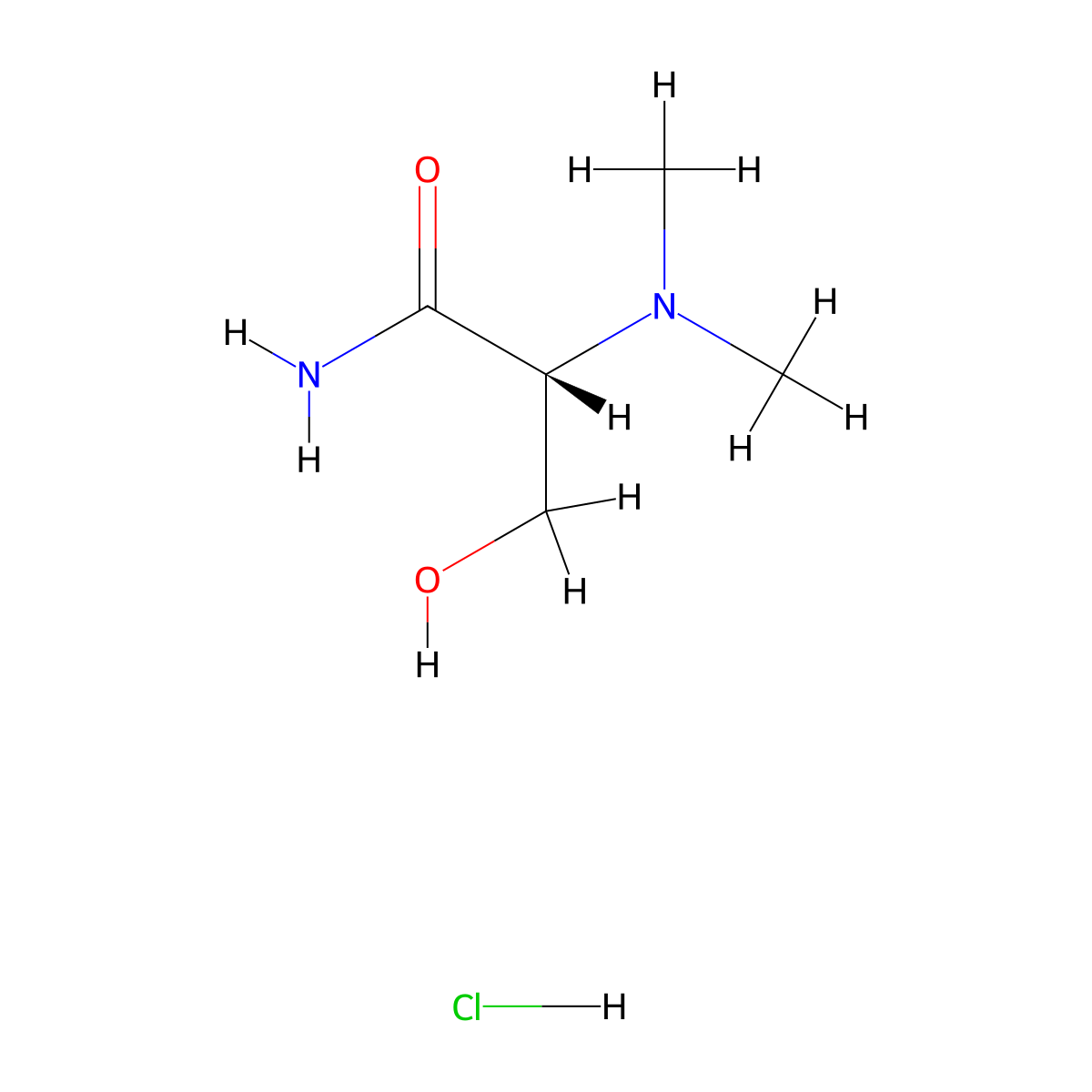 (2R)-2-(dimethylamino)-3-hydroxypropanamide hydrochloride molecular structure, CAS 2901044-60-6