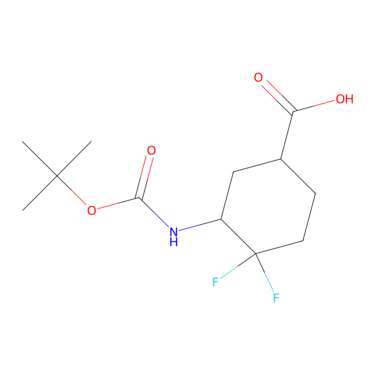 (1S,3R)-3-{[(tert-butoxy)carbonyl]amino}-4,4-difluorocyclohexane-1-carboxylic acid molecular structure, CAS 2901044-63-9