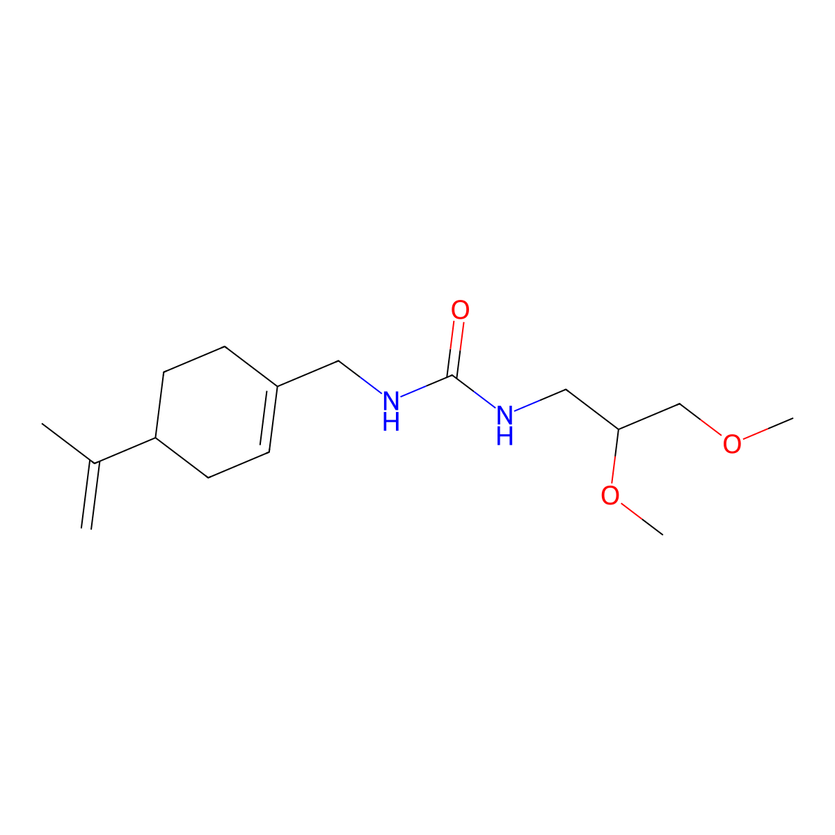 3-(2,3-dimethoxypropyl)-1-(((4S)-4-(prop-1-en-2-yl)cyclohex-1-en-1-yl)methyl)urea molecular structure, CAS 2901063-77-0