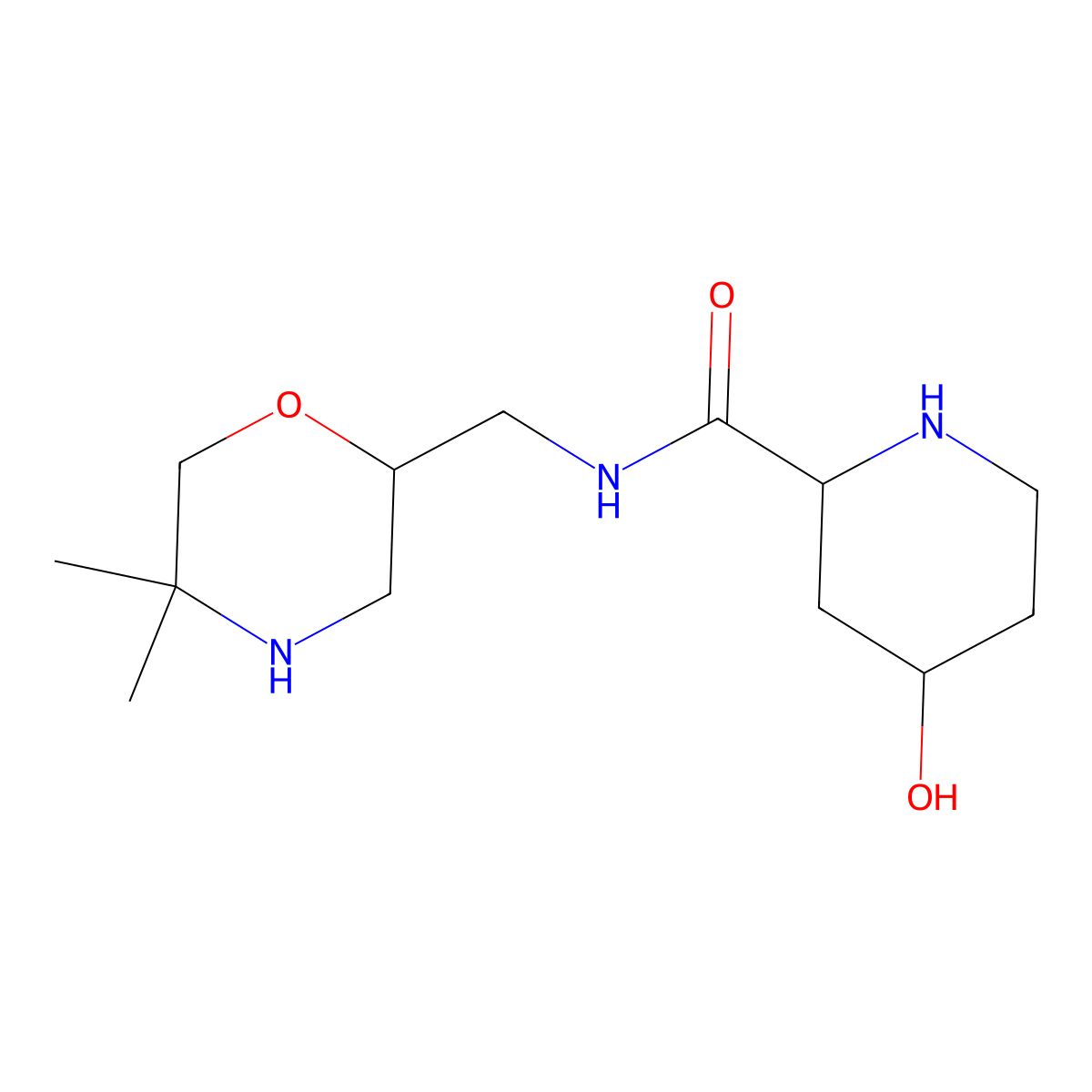 rac-(2R,4S)-N-[(5,5-dimethylmorpholin-2-yl)methyl]-4-hydroxypiperidine-2-carboxamide molecular structure, CAS 2901063-78-1
