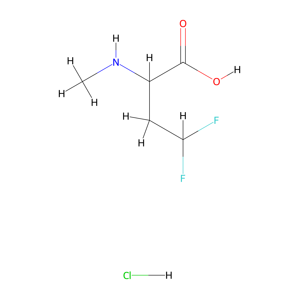 4,4-Difluoro-2-(methylamino)butanoic acid hydrochloride molecular structure, CAS 2901065-13-0