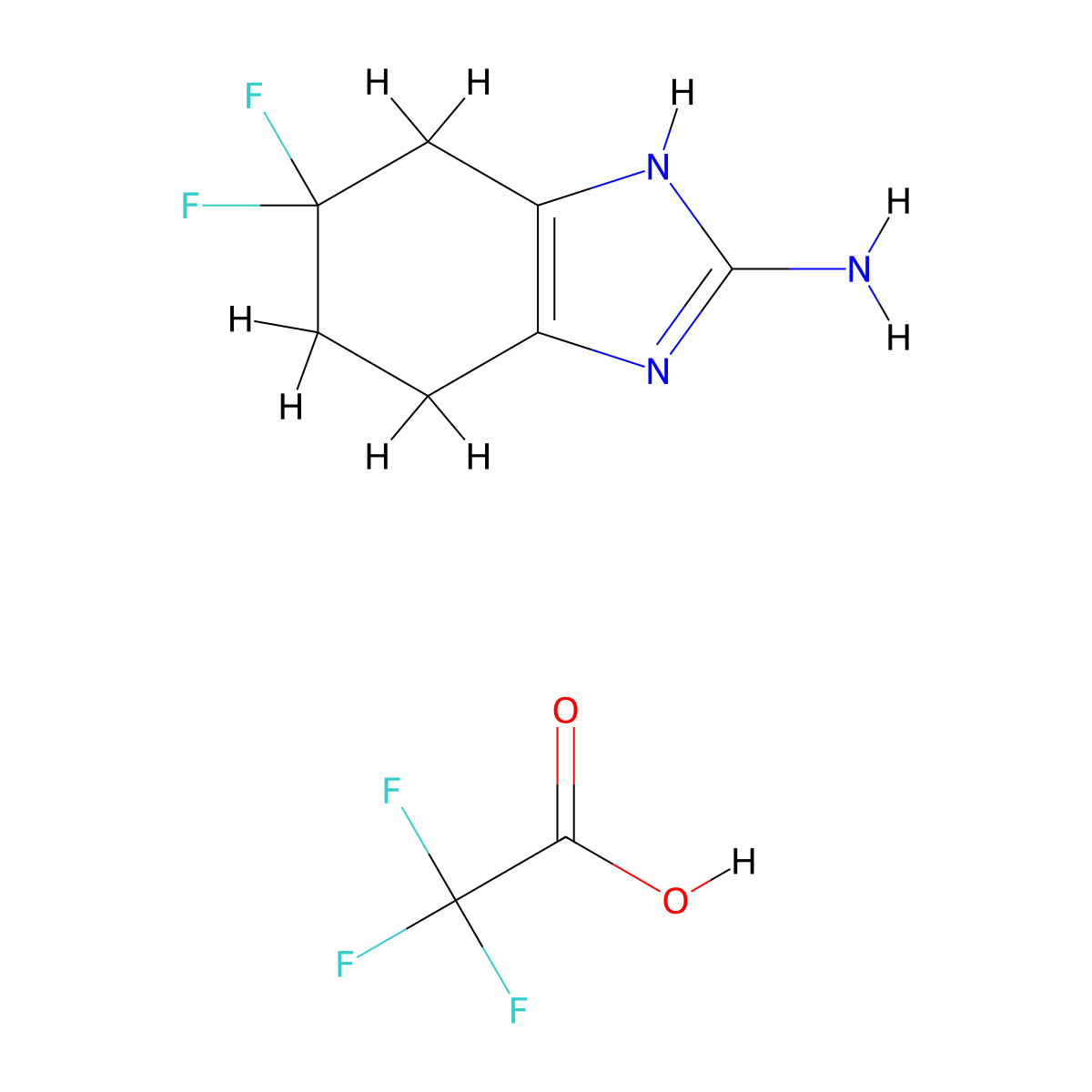 5,5-difluoro-4,5,6,7-tetrahydro-1H-1,3-benzodiazol-2-amine, trifluoroacetic acid molecular structure, CAS 2901065-15-2